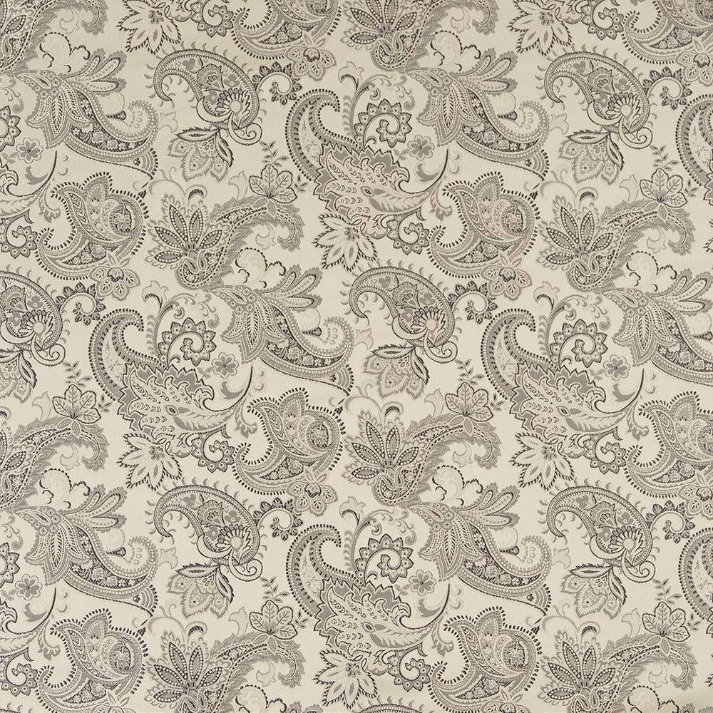 D1561 Platinum Paisley by Charlotte Designer Fabric Elegant Damasks 100% Woven Polyester Turkey Exceeds 50,000 Wyzenbeek Rubs (Heavy Duty) Horizontal 14" x Vertical 15" 54 Inches - Swanky Fabrics -