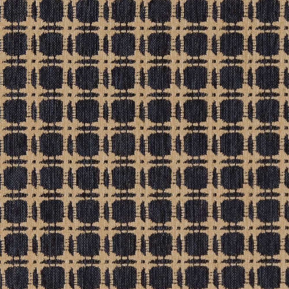 D1648 Navy by Charlotte Designer Fabric Eco Patterns 100% Woven Polypropylene Made In USA Exceeds 60,000 Wyzenbeek Rubs (Heavy Duty) Horizontal 1.25" x Vertical 1.25" 54 Inches - Swanky Fabrics -
