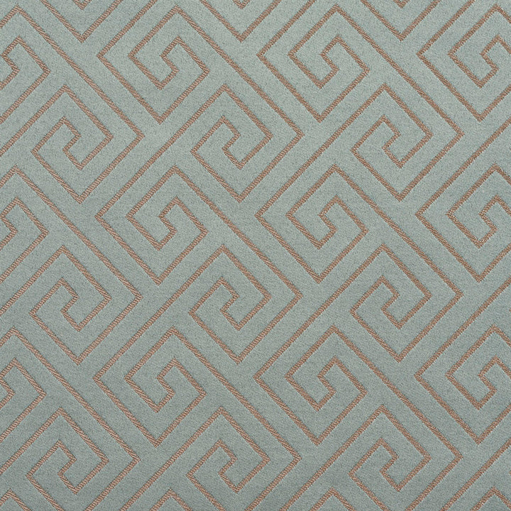 D174 Seamist Greek Key by Charlotte Designer Fabric Sateens 100% Woven Polyester Asia Exceeds 100,000 Wyzenbeek Rubs (Heavy Duty) Horizontal: 3.5" x Vertical: 3.5" 54 Inches - Swanky Fabrics -