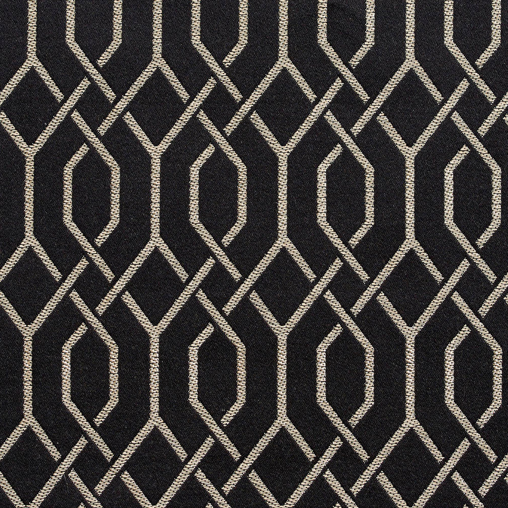 D181 Ebony Lattice by Charlotte Designer Fabric Sateens 100% Woven Polyester Asia Exceeds 100,000 Wyzenbeek Rubs (Heavy Duty) </p><p>Repeat: Horizontal: 2" x Vertical: 2.75" 54 Inches - Swanky Fabrics -