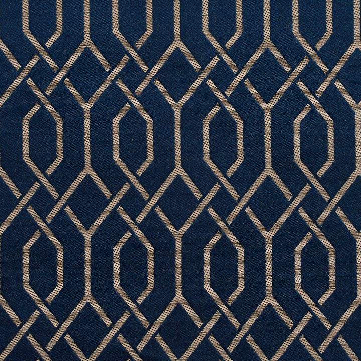 D189 Sapphire Lattice by Charlotte Designer Fabric Sateens 100% Woven Polyester Asia Exceeds 100,000 Wyzenbeek Rubs (Heavy Duty) Horizontal: 2" x Vertical: 2.75" 54 Inches - Swanky Fabrics -