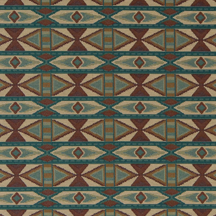 D2010 Teal by Charlotte Designer Fabric Southwest 62% Cotton, 38% Polyester Made In USA Exceeds 100,000 Wyzenbeek Rubs (Heavy Duty) </p><p>Repeat: Horizontal: 6" x Vertical: 4" 54 Inches - Swanky Fabrics -