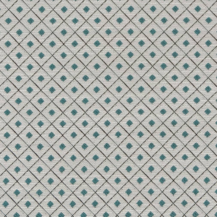 D2149 Aqua Diamond by Charlotte Designer Fabric Small Scale Patterns 100% Woven Polyester Asia Exceeds 100,000 Wyzenbeek Rubs (Heavy Duty) </p><p>Repeat: Horizontal: 1" x Vertical: 1" 54 Inches - Swanky Fabrics -