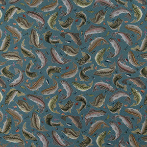 D2679 Fishing Aqua by Charlotte Designer Fabric