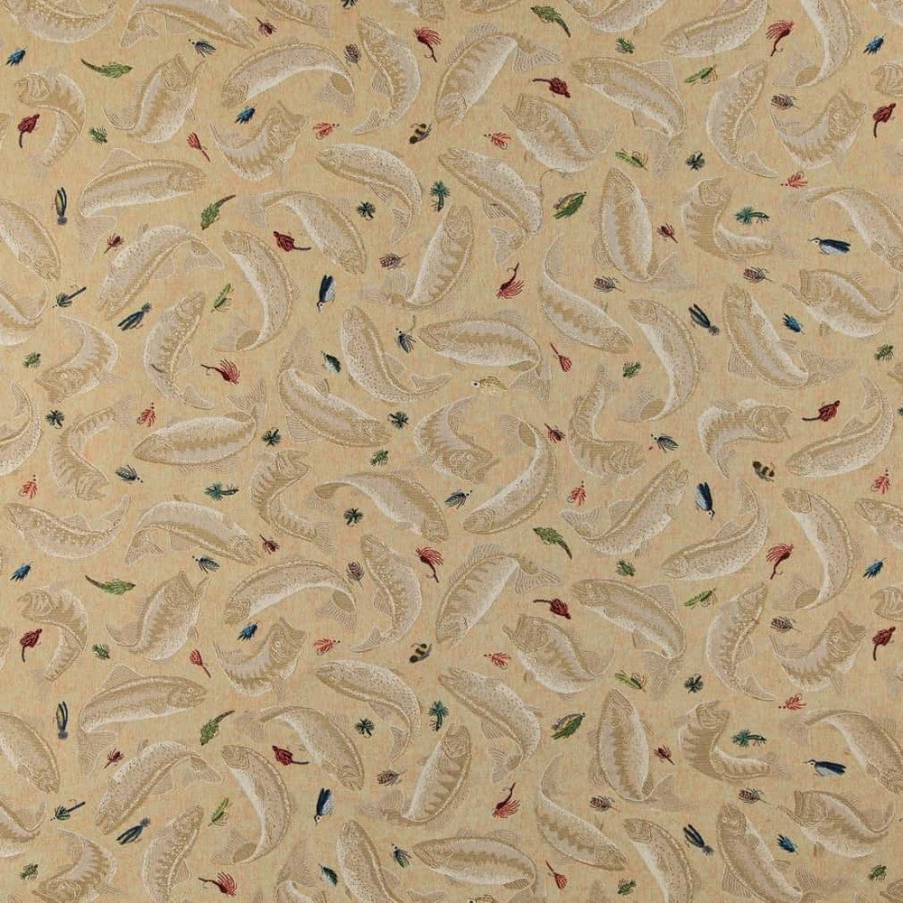 D2680 Fishing Khaki by Charlotte Designer Fabric Novelty Tapestry 62% Cotton, 38% Polyester USA Exceeds 100,000 Wyzenbeek Rubs </p><p>Repeat: Horizontal 48" x Vertical 29" 54 Inches - Swanky Fabrics -