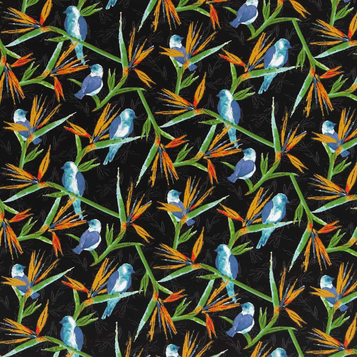 D2754 Jet by Charlotte Designer Fabric Patio Prints II 100% Spun Polyester Asia Exceeds 60,000 Wyzenbeek Rubs </p><p>Repeat: Horizontal 25" x Vertical 12.5" 54 Inches - Swanky Fabrics -