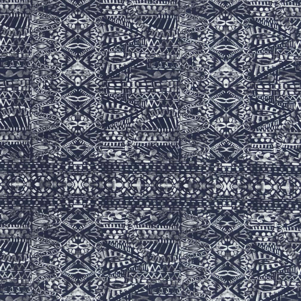 D2755 Midnight by Charlotte Designer Fabric Patio Prints II 100% Spun Polyester Asia Exceeds 60,000 Wyzenbeek Rubs </p><p>Repeat: Horizontal 11" x Vertical 16.5" 54 Inches - Swanky Fabrics -