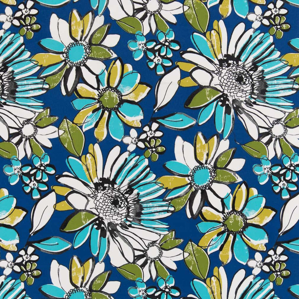 D2771 Lapis by Charlotte Designer Fabric Patio Prints II 100% Spun Polyester Asia Exceeds 60,000 Wyzenbeek Rubs </p><p>Repeat: Horizontal 25.5" x Vertical 25.5" 54 Inches - Swanky Fabrics -