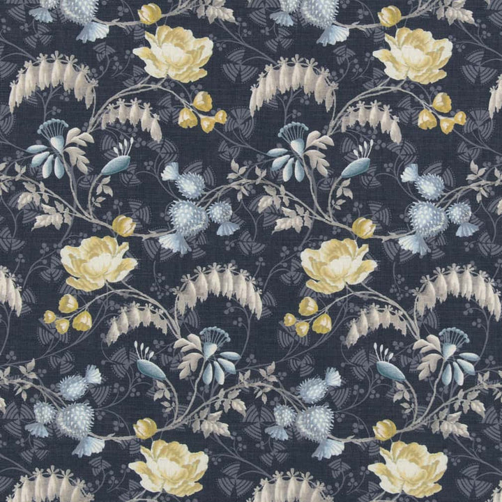 D2935 Indigo by Charlotte Designer Fabric Crypton Prints 100% Polyester Asia Exceeds 60,000 Wyzenbeek Rubs </p><p>Repeat: Horizontal 11" x Vertical 18.5" 54 Inches - Swanky Fabrics -