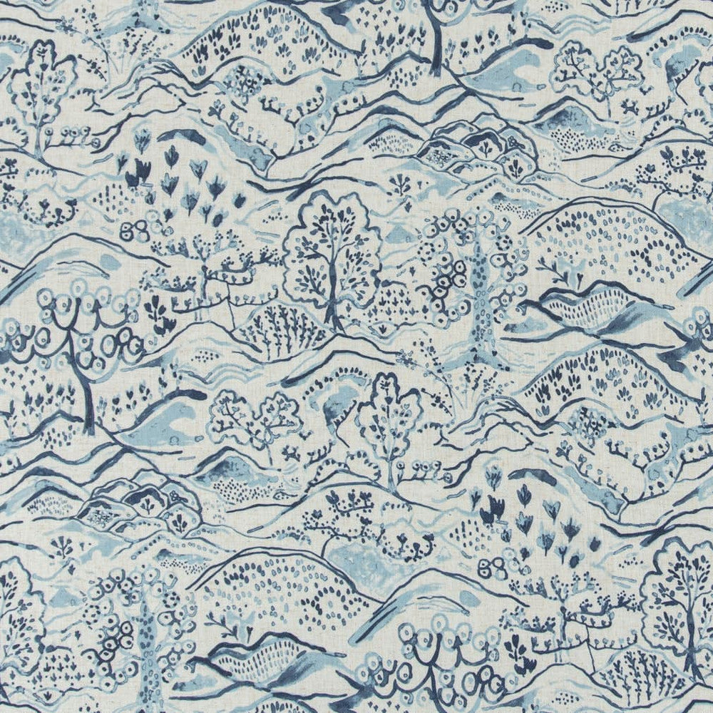 D3335 Indigo by Charlotte Designer Fabric Linen Prints 95% Polyester, 5% Linen Asia Exceeds 100,000 Wyzenbeek Rubs (Heavy Duty) </p><p>Repeat: Horizontal 28" x Vertical 27.5" 54 Inches - Swanky Fabrics -