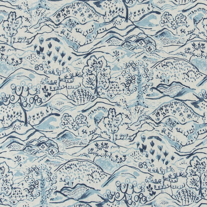 D3335 Indigo by Charlotte Designer Fabric Linen Prints 95% Polyester, 5% Linen Asia Exceeds 100,000 Wyzenbeek Rubs (Heavy Duty) </p><p>Repeat: Horizontal 28" x Vertical 27.5" 54 Inches - Swanky Fabrics -