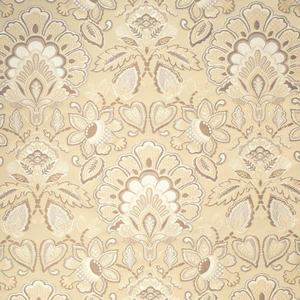 D4438 Felicity Oyster by Charlotte Designer Fabric Vintage Damask 100% Polyester Asia </p><p>Repeat: Horizontal 14.75" x Vertical 18.25" 54 Inches - Swanky Fabrics -