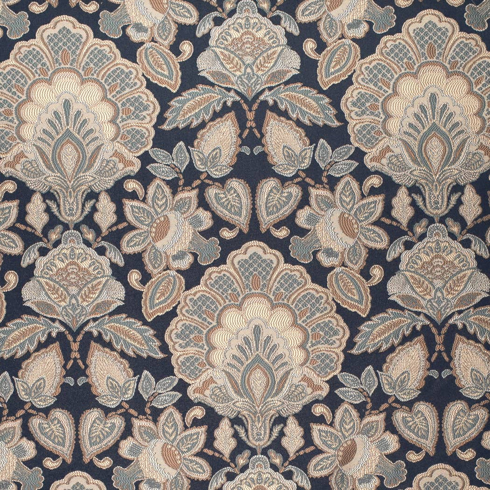 D4439 Felicity Navy by Charlotte Designer Fabric Vintage Damask 100% Polyester Asia </p><p>Repeat: Horizontal 14.75" x Vertical 18.25" 54 Inches - Swanky Fabrics -