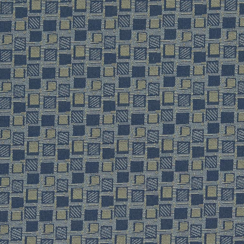 D925 Squares/Navy by Charlotte Designer Fabric Durables III 100% Woven Polyester Made In USA Exceeds 100,000 Wyzenbeek Rubs (Heavy Duty) Horizontal 1.75" x Vertical 1.75" 54 Inches - Swanky Fabrics -