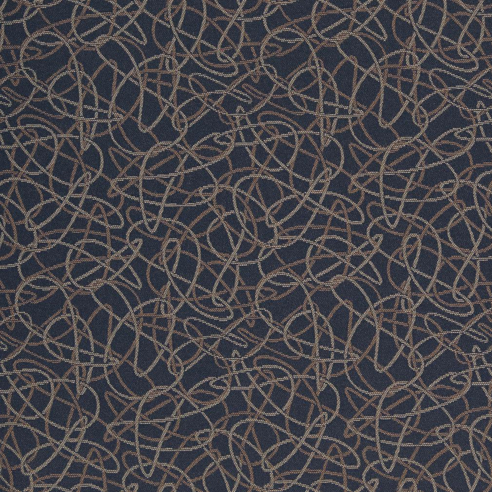 D933 Squiggles/Navy by Charlotte Designer Fabric Durables III 100% Woven Polyester Made In USA Exceeds 100,000 Wyzenbeek Rubs (Heavy Duty) Horizontal 7.25" x Vertical 7.25" 54 Inches - Swanky Fabrics -