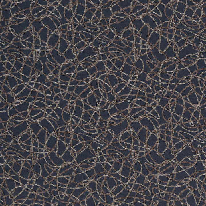 D933 Squiggles/Navy by Charlotte Designer Fabric Durables III 100% Woven Polyester Made In USA Exceeds 100,000 Wyzenbeek Rubs (Heavy Duty) Horizontal 7.25" x Vertical 7.25" 54 Inches - Swanky Fabrics -