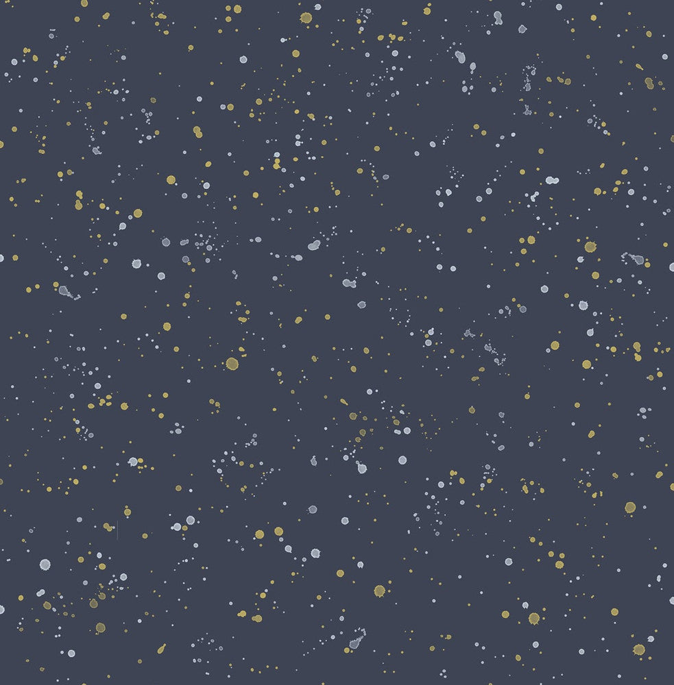 Paint Splatter Navy and Metallic Gold DA60802 by Seabrook Designs Designer Wallpaper