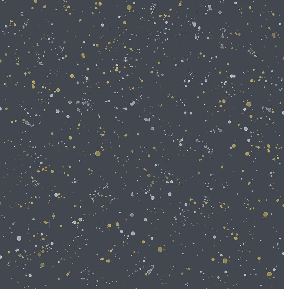 Paint Splatter Midnight Blue and Metallic Gold DA60810 by Seabrook Designs Designer Wallpaper