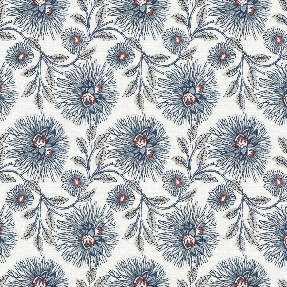 Dahlia 2 Festival by Stout Fabric Stout Fabric Dahlia 2 FestivalFabric RAINBOW LIBRARY POWDER/WEDGEWOOD 50%COT 35%SVI 15%LIN INDIA </p><p>Repeat: H: 13.750, V: 9.750 55 in - Fabric Carolina -