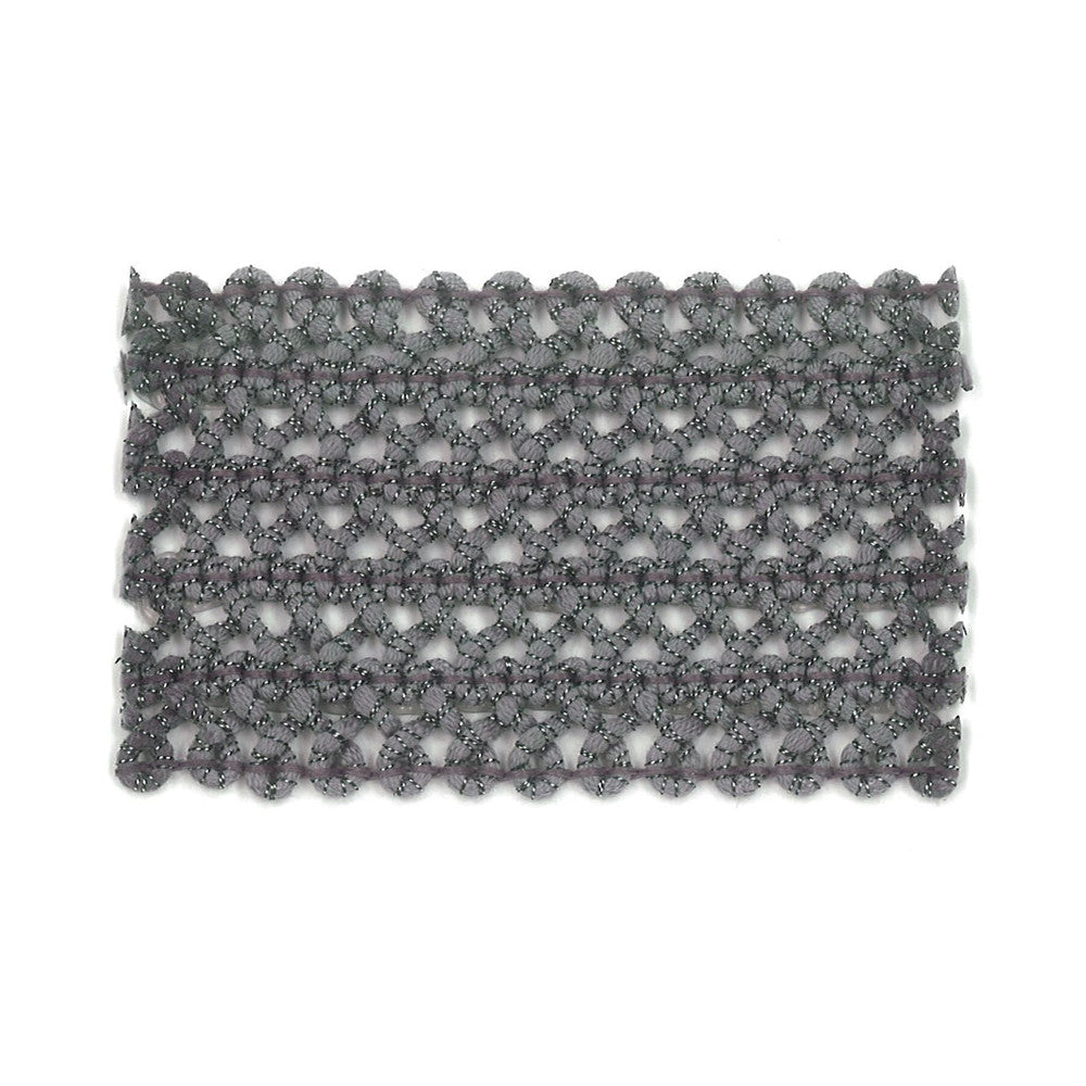 Darning 5 Silver by Stout Designer Trim New World Trim Volume Ii 98% Spun Viscose 2% Metallic ITALY Horizontal: 0 and Vertical: 0 2.13 in - Swanky Fabrics -