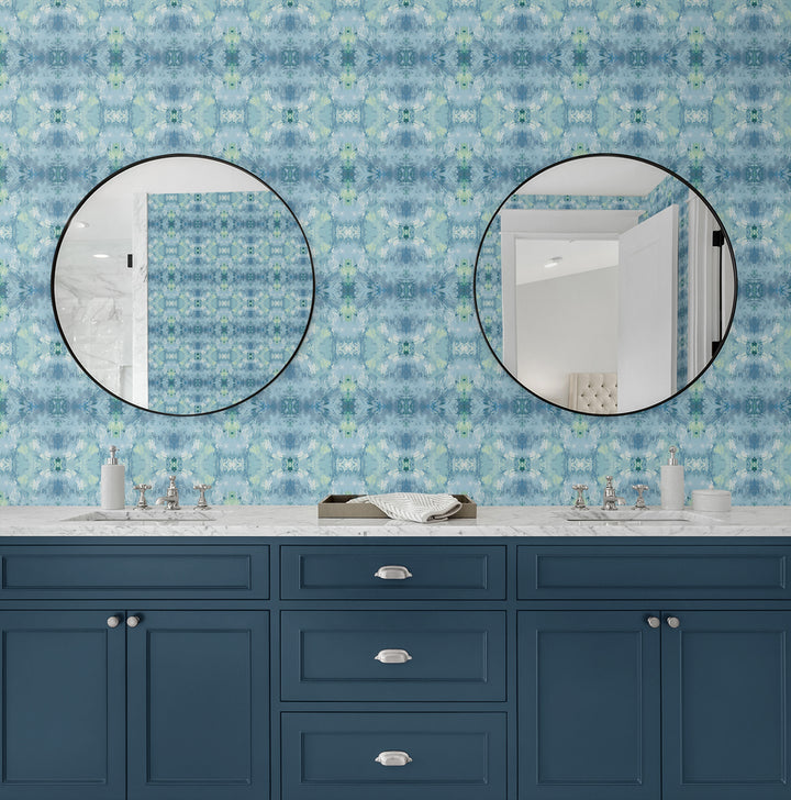 Kaleidoscope Blue DBW1000 by Daisy Bennett Designs Designer Wallpaper