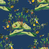 Citrus Hummingbird Navy Blue DBW9002 by Daisy Bennett Designs Designer Wallpaper