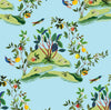 Citrus Hummingbird Sky Blue DBW9003 by Daisy Bennett Designs Designer Wallpaper
