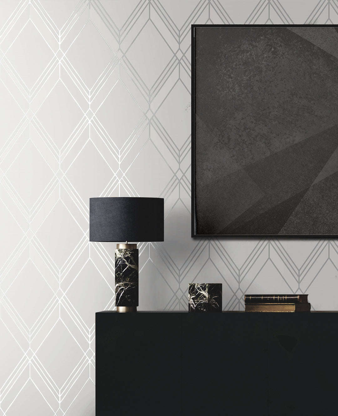 Brooklyn Diamond Metallic Silver DC60510 by Collins & Company Designer Wallpaper