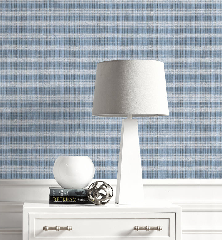 Queens Weave Steel Blue DC61002 by Collins & Company Designer Wallpaper