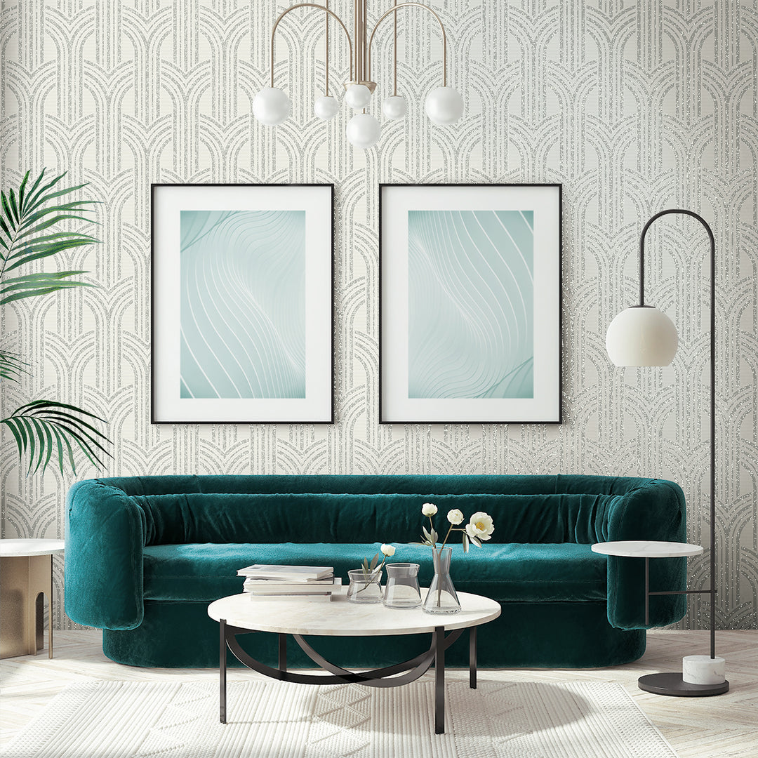 Broadway Arches Chrome DC61307 by Collins & Company Designer Wallpaper