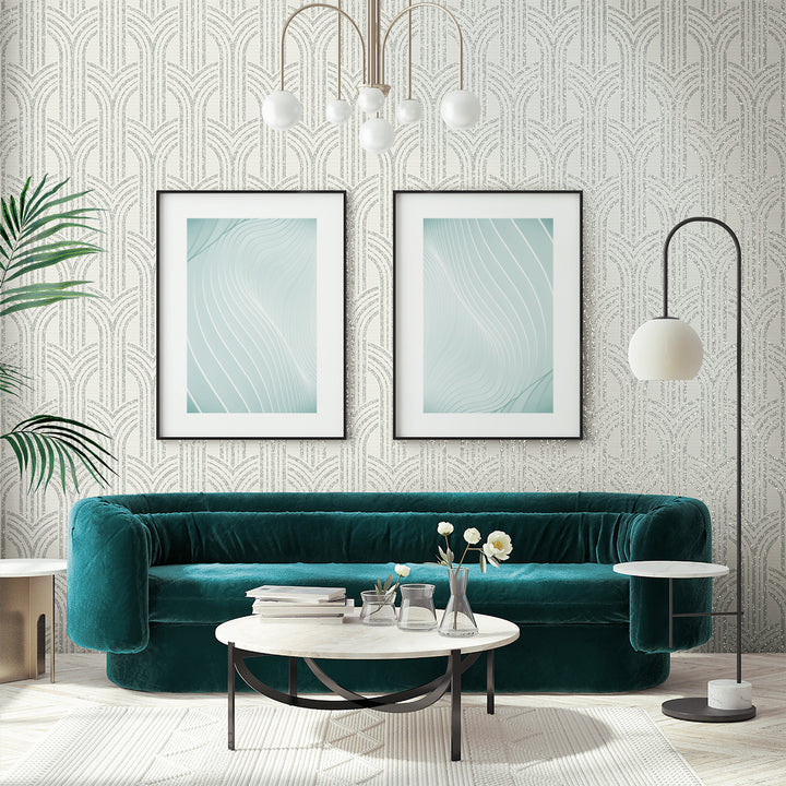 Broadway Arches Chrome DC61307 by Collins & Company Designer Wallpaper