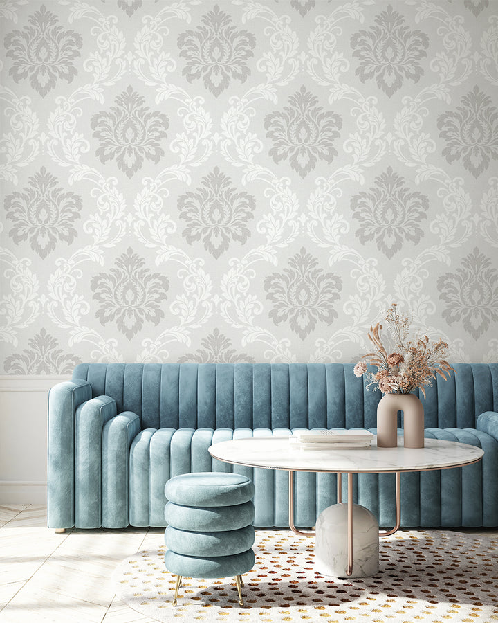 Deco Damask Cool Mist DC61608 by Collins & Company Designer Wallpaper