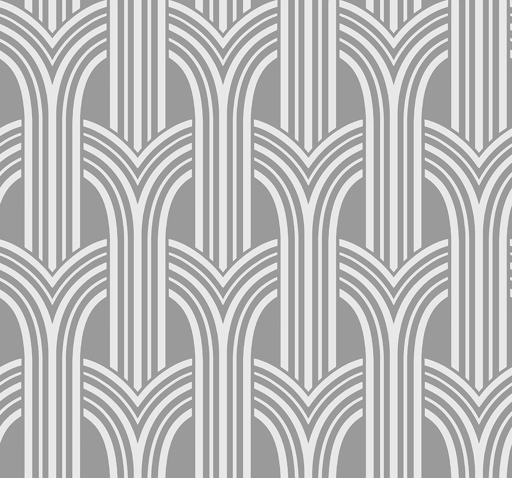 Deco Arches Metallic Silver DC61910 by Collins & Company Designer Wallpaper