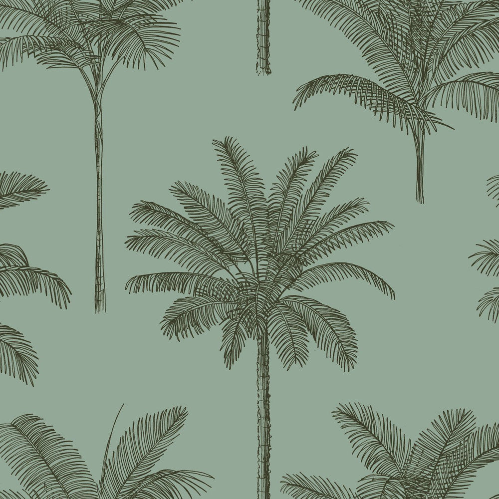 Taj Sage Palm Trees Wallpaper by ESTA Home Designer Design Department Covers about 57.5 square feet 20.9-in by 33-ft long roll Unpasted 20.9 - Swanky Fabrics -