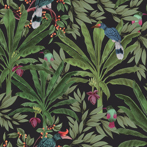 Carola Black Jungle Tropics Wallpaper by ESTA Home Designer