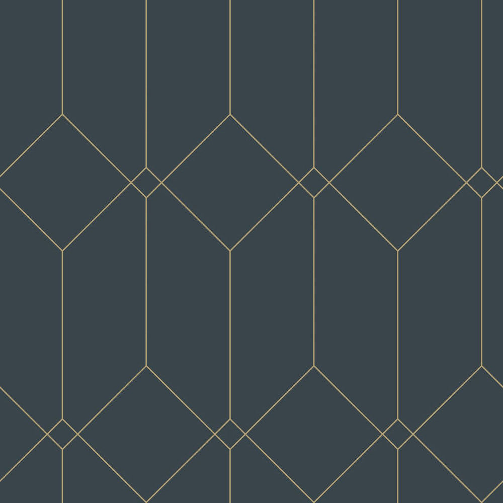 Trilliant Dark Blue Art Deco Motif Wallpaper by ESTA Home Designer Design Department Covers about 57.5 square feet 20.9-in by 33-ft long roll Unpasted 20.9 - Swanky Fabrics -