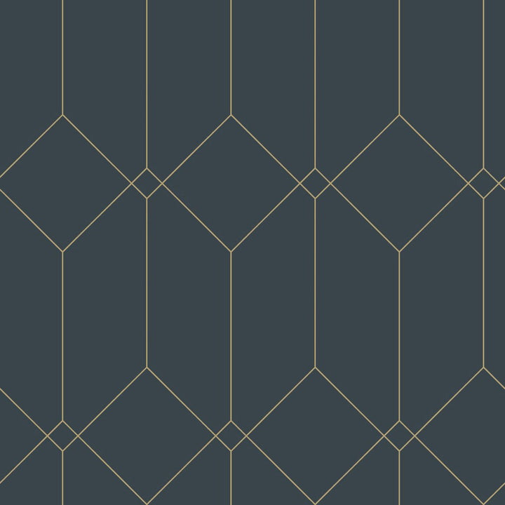 Trilliant Dark Blue Art Deco Motif Wallpaper by ESTA Home Designer Design Department Covers about 57.5 square feet 20.9-in by 33-ft long roll Unpasted 20.9 - Swanky Fabrics -