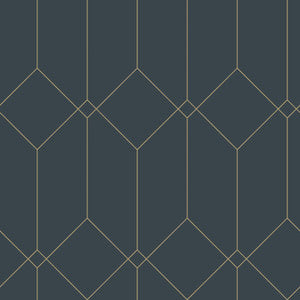 Trilliant Dark Blue Art Deco Motif Wallpaper by ESTA Home Designer