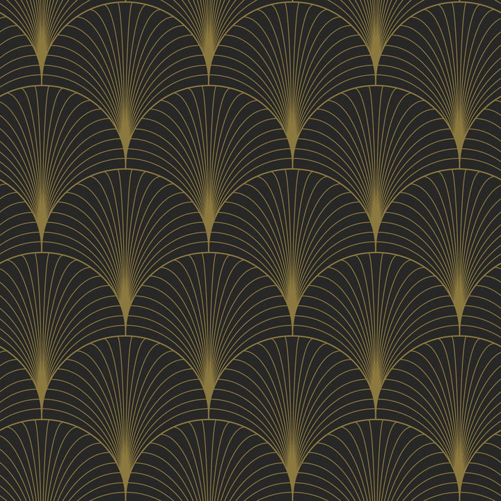 Lempicka Black Art Deco Motif Wallpaper by ESTA Home Designer Design Department Covers about 57.5 square feet 20.9-in by 33-ft long roll Unpasted 6.9 - Swanky Fabrics -