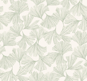 Gingko Toss Green Wallpaper by Antonina Vella Designer