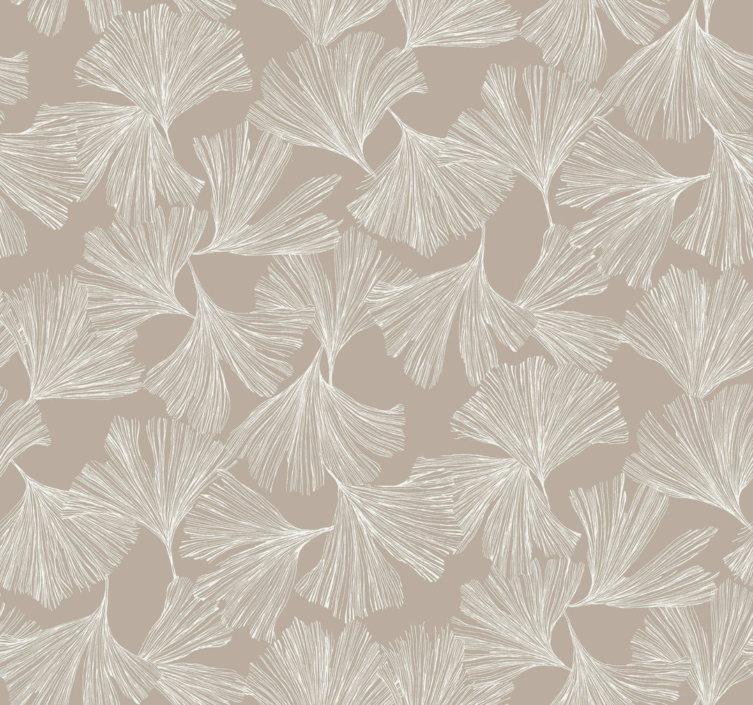 Ginkgo Toss Silver Wallpaper by Antonina Vella Designer