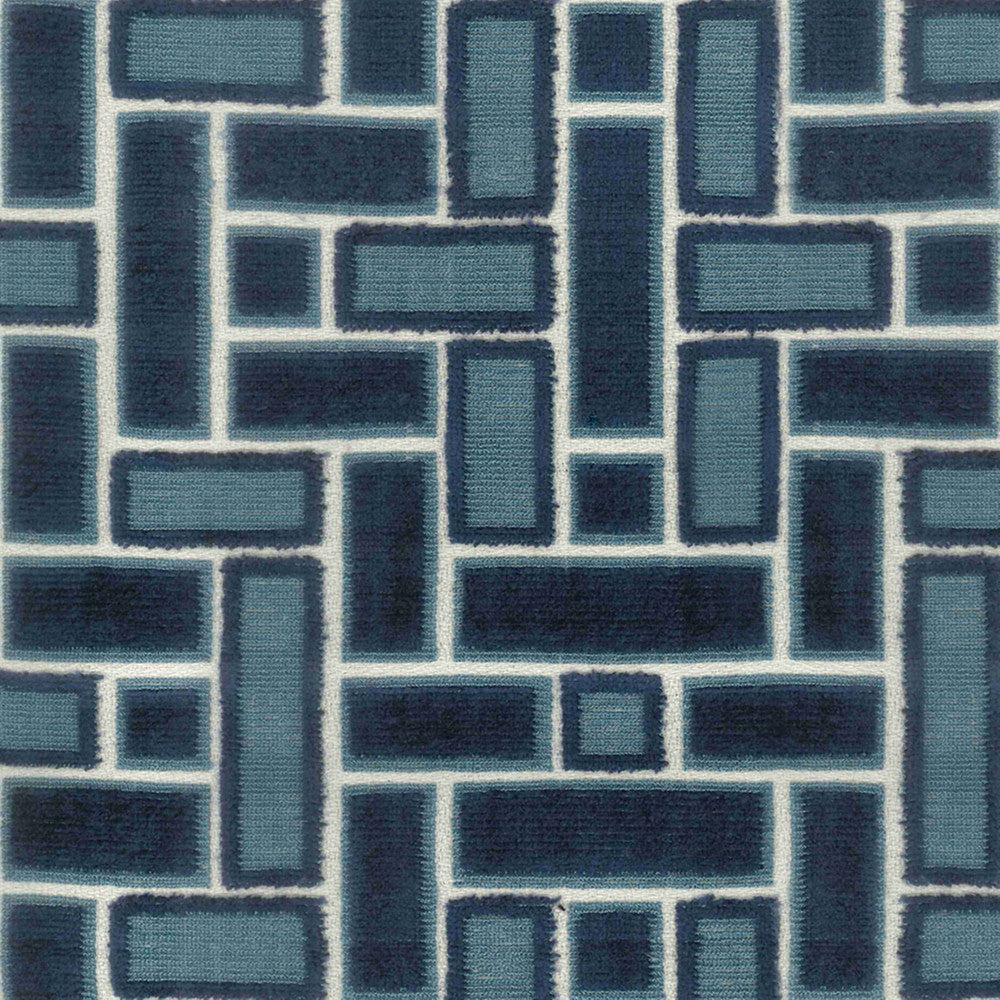 Dean Indigo by Norbar Designer Fabric RITZ 76% VISCOSE 24% POLYESTER INDIA 9 1/4"V 13 1/2"H 54" - Swanky Fabrics -