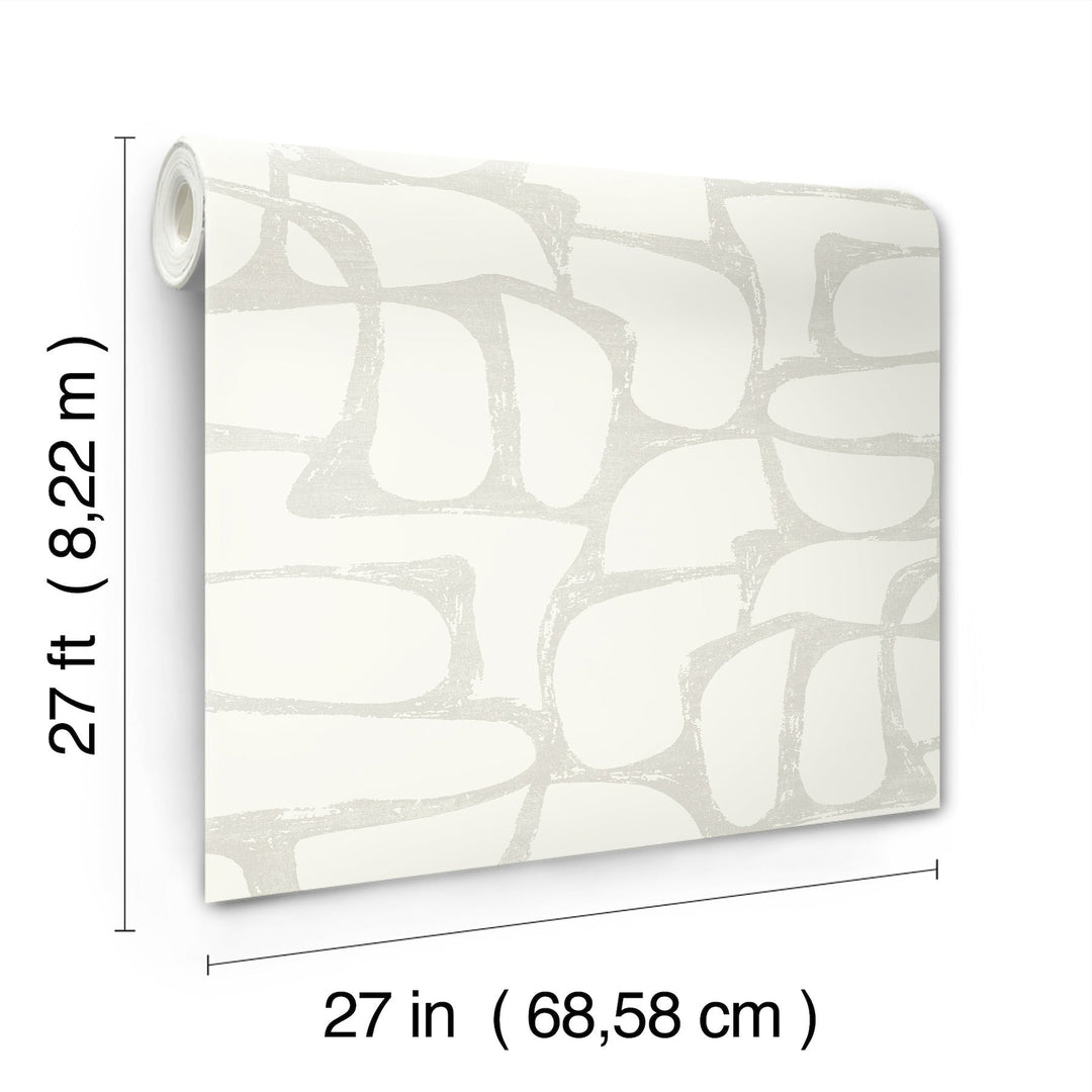 Craftsman Geometric White & Soft Grey Wallpaper by Candice Olson Designer