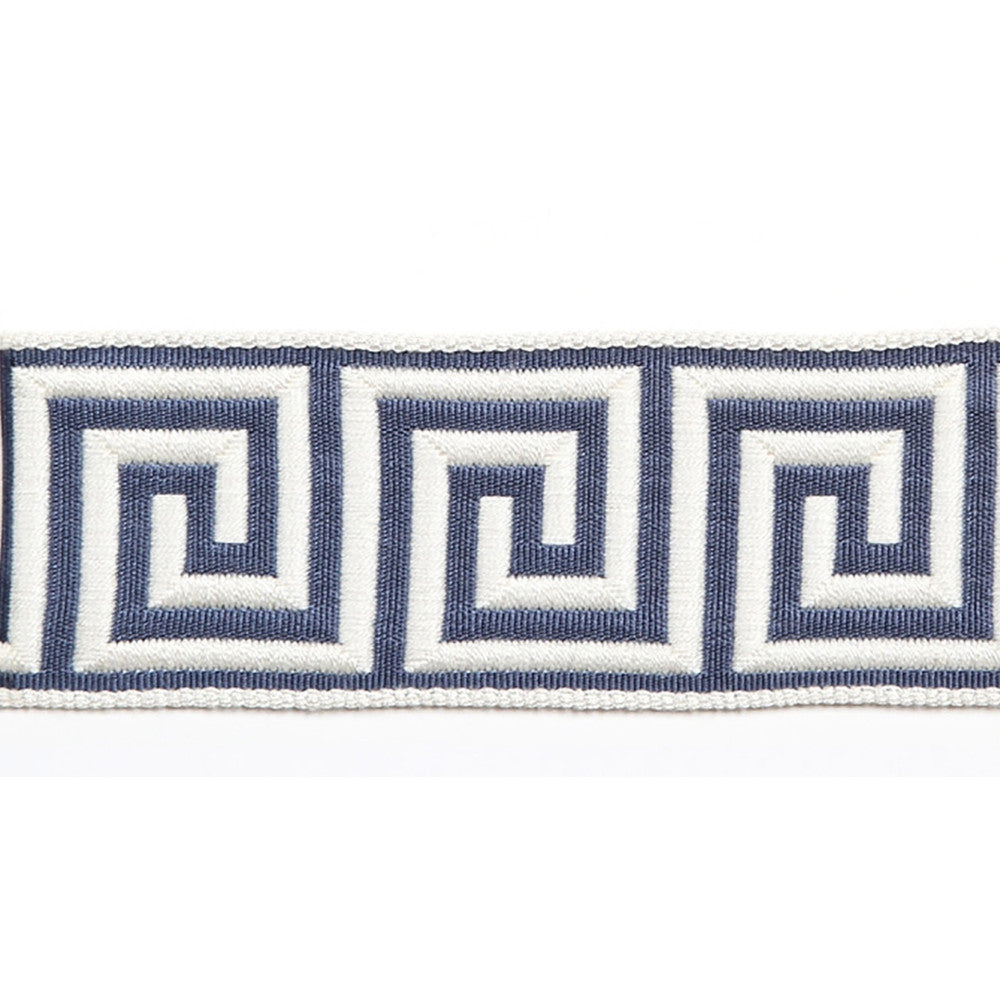 Hellenic Key Jacquard Tape Denim by Europatex Designer Fabric Hellenic 62% Fibranne, 38% Rayon 2.00 inches - Swanky Fabrics -