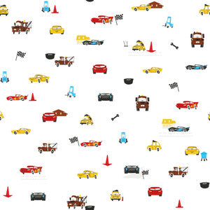 Disney & Pixar Cars Racing Spot White Wallpaper by York Wallcoverings Designer