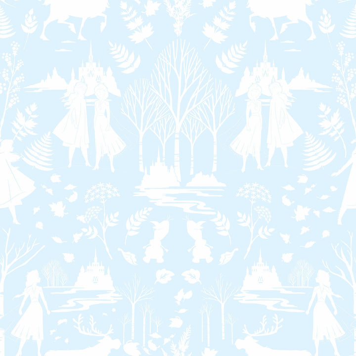 Disney Frozen 2 Nordic Green & Glitter Wallpaper by York Wallcoverings Designer Disney Kids Vol. 4 Covers about 56.4 square feet 20.5-in by 33-ft long roll Unpasted 20.5 - Swanky Fabrics -