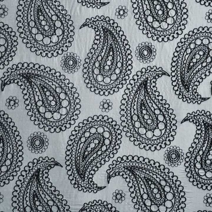 Deveaux # 304 Weimaraner by Maxwell Designer Fabric Telafina Season Xiv 100% SILK EMB- 100% POLYESTER INDIA V-23.2"H26" 55" EMB-52" - Swanky Fabrics -