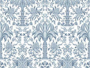 Palmetto Palm Damask Blue Wallpaper by York Wallcoverings Designer