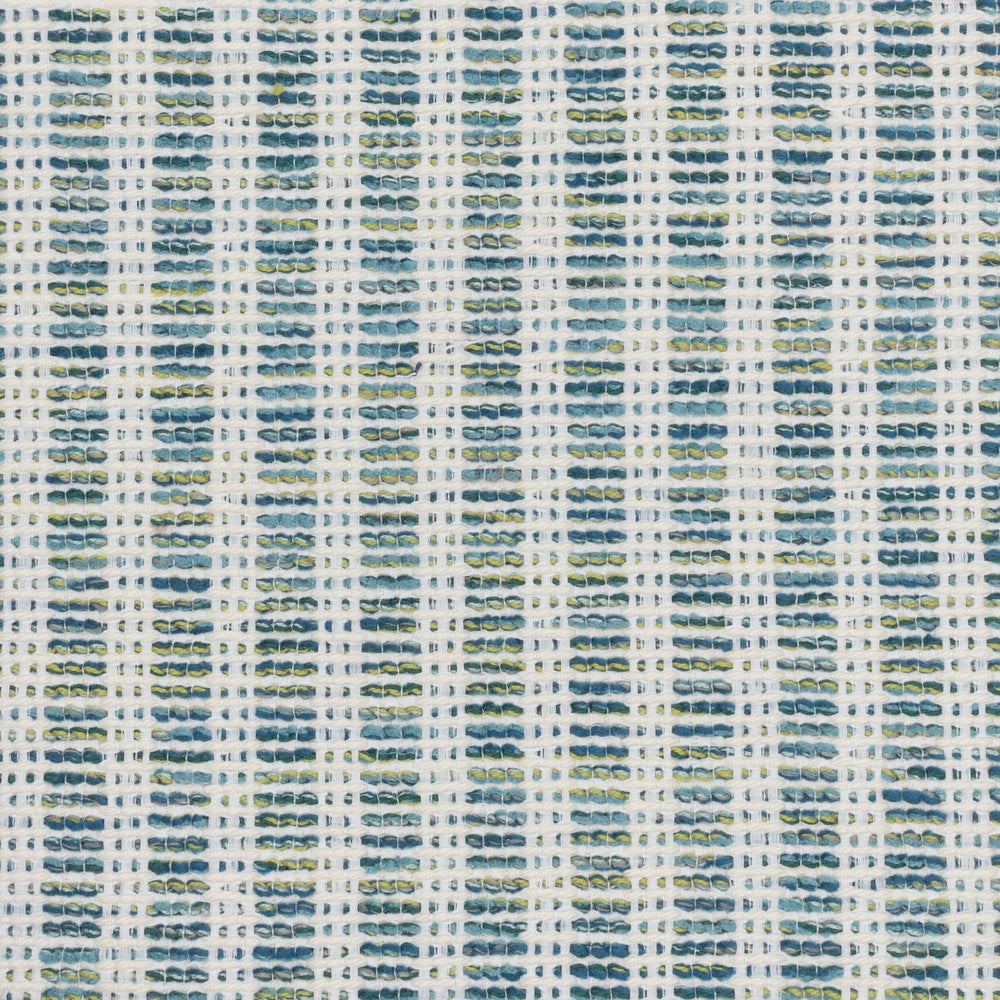 Downhome 1 Turquoise by Stout Designer Fabric COMFORTABLE LIVING BAHAMA/CARIBBEAN 41%POL 39%COT 20%SVI USA Horizontal: 0.750 and Vertical: 0.125 54.5 in - Swanky Fabrics -