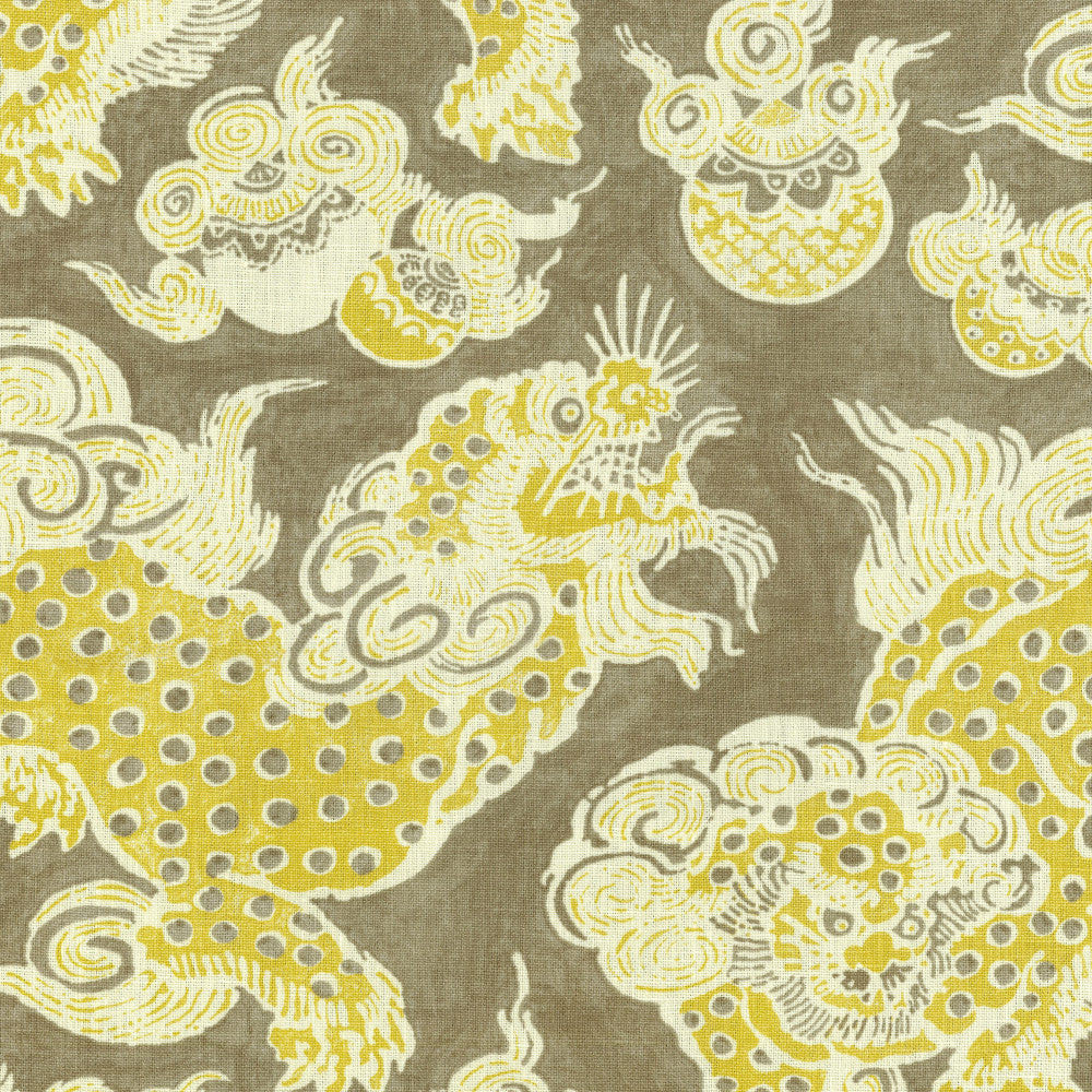 DRAGONS 38J6931 by JF Designer Fabric Windsong Book 100% Linen China  Horizontal: 27 and Vertical: 25.25 55  - Swanky Fabrics -